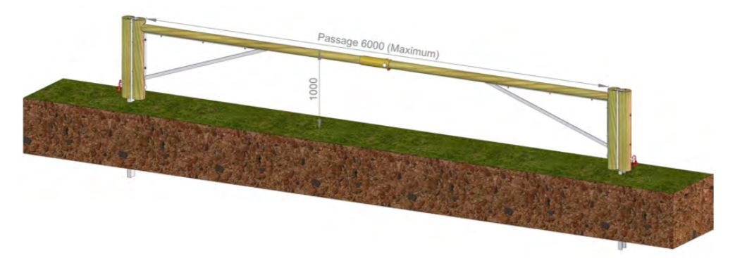 Reinforced swivel barrier with double beam